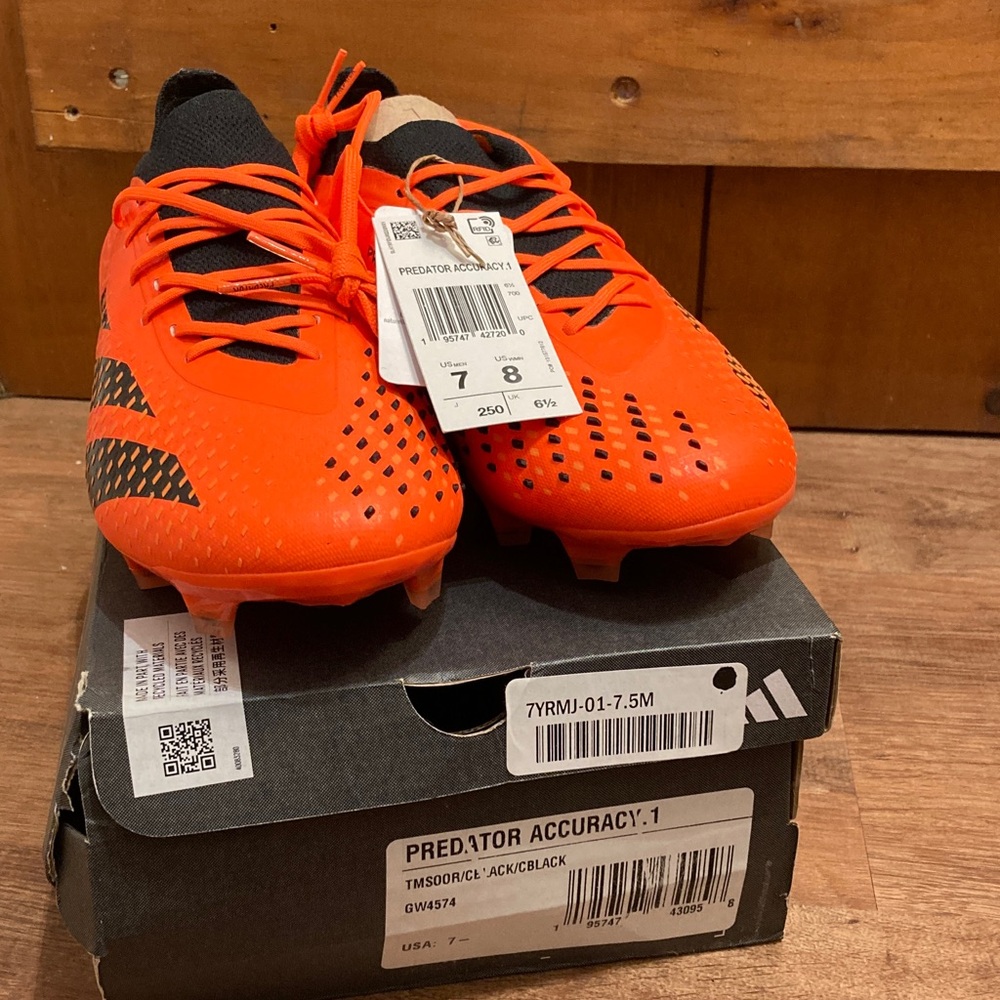 NIB Adidas Predator Accuracy .1 Bright Orange Soccer Cleats with Black Accents